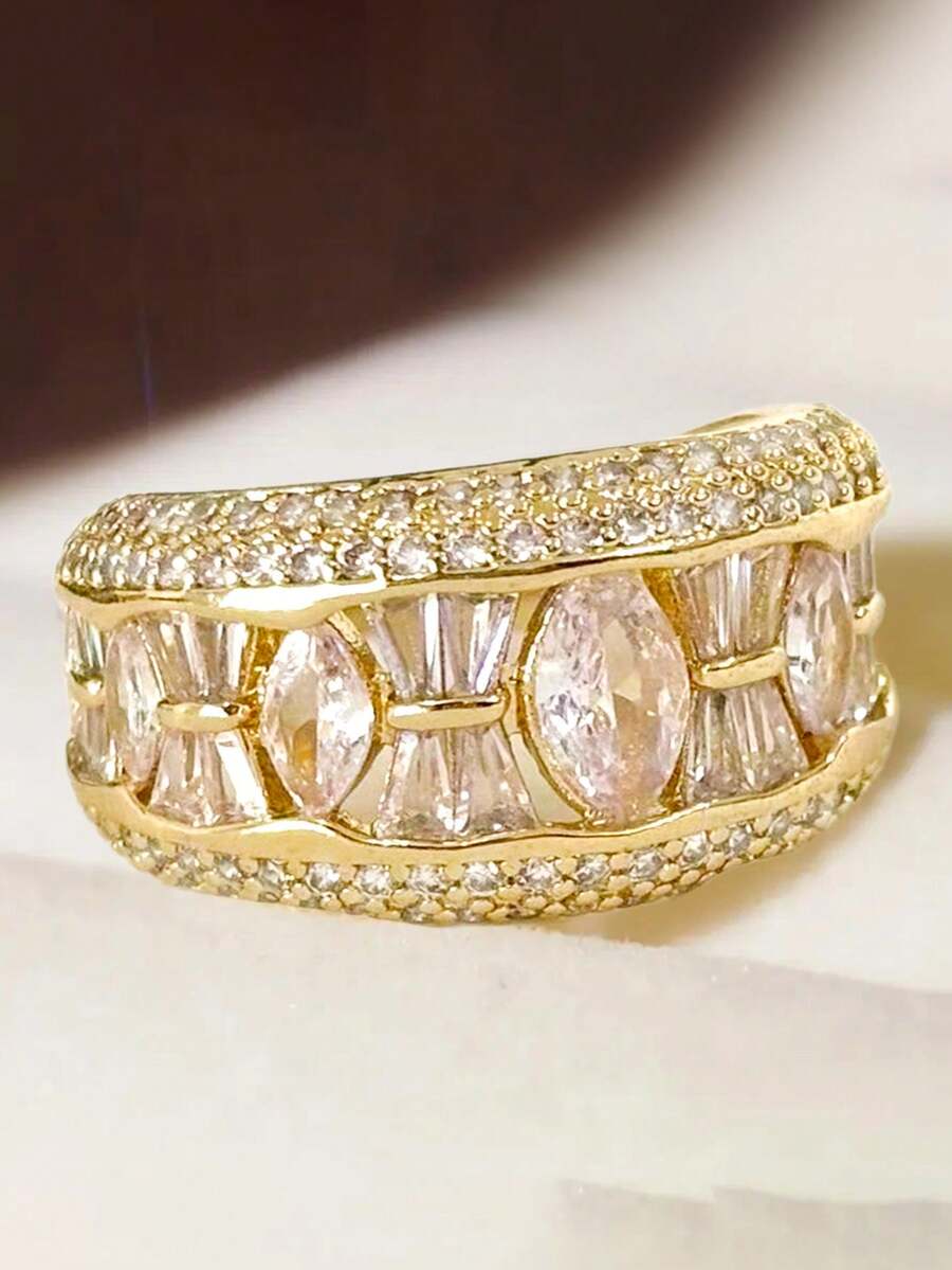 1 PC Glamorous Cubic Zirconia Ring For Women For Wedding Engagement Anniversary Party Jewelry Valentine's Day Gift - 1# - View 1