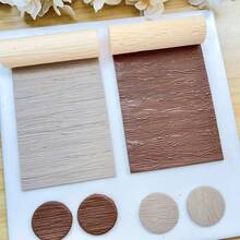 Rodillo de arcilla polimérica con textura de veta de madera sin costuras, cortador de arcilla polimérica con textura de veta de madera natural, herramienta hecha a mano para pendientes DIY, joyería, colgantes - Amarillo - Ver 2