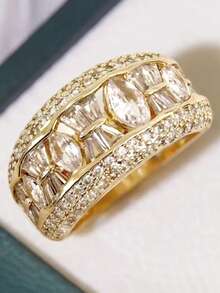 1 PC Glamorous Cubic Zirconia Ring For Women For Wedding Engagement Anniversary Party Jewelry Valentine's Day Gift - 1# - View 5