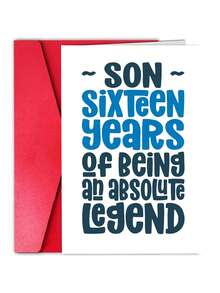1pc Son 16th Birthday Card For Son - 16 Years Of Being An Absolute Legend - 18*13cm - View 6