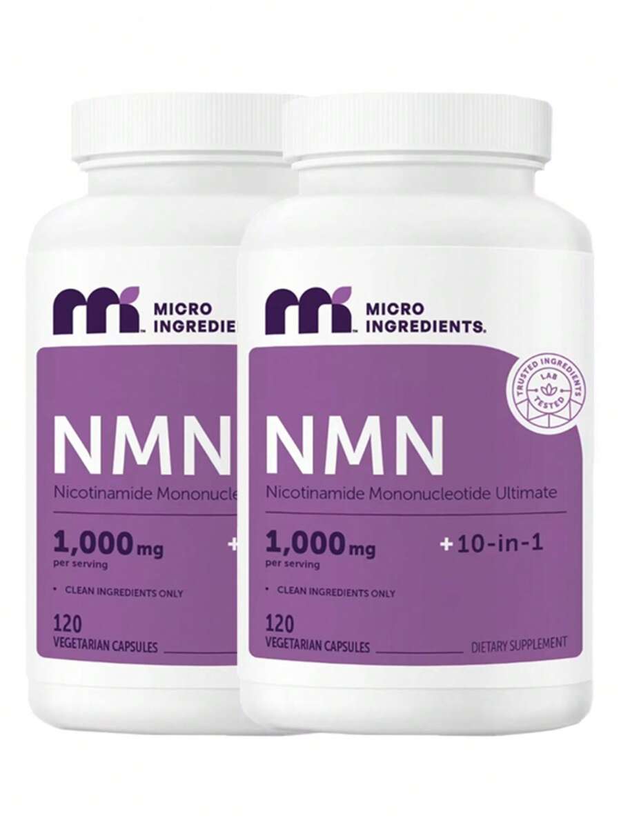 Micro* Ingre*Dients NMN Complex 1,000mg Per Serving,10-1 Complex, Zero Filler Pure NMN 500mg With Vitamin C,Resveratrol,CoQ10.TMG,Quercetin,& Glutathione | NAD+Supplement Precursor - 120 CAPSULE - 查看 1