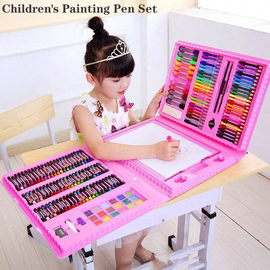 42/86/150/208pcs Watercolor Pen Set, Pencil Set, Painting Brush Drawing Art Supplies, Student Learning Painting Watercolor Pen Crayon Kit, Watercolor Paint, 208pcs With Drawing Board, Writing Tools, Art Set, Holiday Gift - Multicolor - View 1