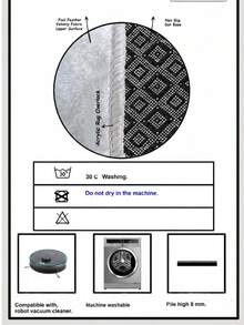 Kitchen Rug - Kitchen Hallway Rug - Machine Washable, Non-Slip Kitchen Mat, Sizes: 60*150, 60*200, 80*200, 100*200, 120*180 Cm, Made In Turkey - Black - View 2