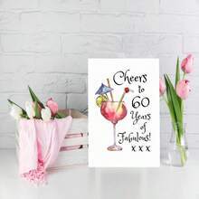 1pc Cheers To 60 Years Of Fabulous - Fun 60th Birthday Card For Women - 18*13cm - View 4