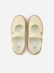 Women Ballerina-Style Flat Sneakers With Hook And Loop Closure - Yellow - View 6