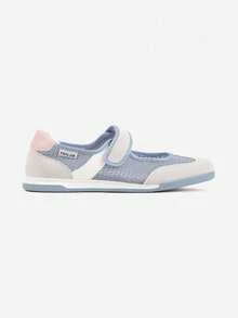 Women Ballerina Style Flat Sneakers With Lettering - Navy Blue - View 3
