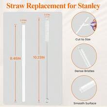 10 Pack Straw IceFlow 30oz/64oz Cup Tumbler, 14oz/20oz, 5 Pack Reusable Plastic Straws With 5 Pack Cleaning Brushes, BPA - Cut - To - Fit 8.46in - Dành cho IceFlow 30/64oz - Xem 3