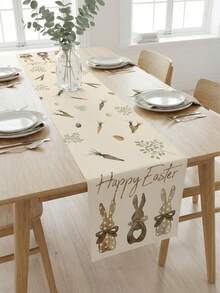 1 pieza Camino de mesa de Pascua feliz, mantel de lino con conejo y zanahoria, decoración de mesa de Pascua de primavera, adecuado para decoración de primavera, suministros para fiestas de Pascua, decoraciones de Pascua, decoración del hogar, decoración de la habitación - A - Ver 4