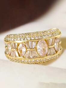 1 PC Glamorous Cubic Zirconia Ring For Women For Wedding Engagement Anniversary Party Jewelry Valentine's Day Gift - 1# - View 8