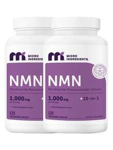 Micro* Ingre*Dients NMN Complex 1,000mg Per Serving,10-1 Complex, Zero Filler Pure NMN 500mg With Vitamin C,Resveratrol,CoQ10.TMG,Quercetin,& Glutathione | NAD+Supplement Precursor - 120 CAPSULE - 查看 6