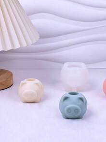 1个新款鼻孔猪形硅胶蜡烛模具，装饰性手工挤压玩具 - A-白色 - 查看 4