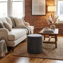 Round Suede Ottoman/Stool For Dressing Table, Bedroom, Reception Area - 水鴨藍 - 查看 2