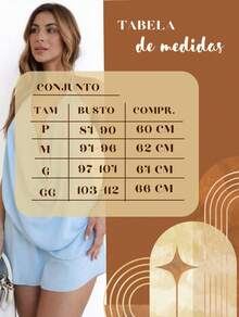 Conjunto Shorts Saia Feminino com Blusa Decote V Look Moderno e Confortável - Visão 7