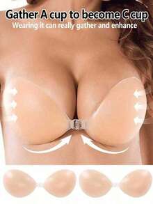 Ultra-Hold Silicone Bras, Wedding Bras, Invisible Bras, Strapless Silicone Bras, Reusable, Nipple Covers, Comfortable Waterproof Bra, Women's Silicone Push-Up Bra Covers, Popular Styles - 杏色(1 片矽膠) - 查看 2