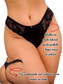 KIT 7 CALCINHAS FIO DUPLO RENDA CONFORTO - Multicolorido - Visão 2