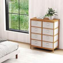 8 Drawers Dresser With Removable Fabric Bins, Chest Of Drawers For Closet Hallway - tự nhiên - Xem 3