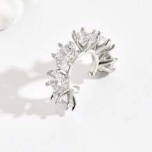 1pc Delicate Luxury Rhinestone Round Ear Cuff, Minimalist Design Earring For Non-Pierced Ears - Round Ear Bone Clip - View 5