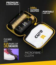 Crep Protect CURE Kit - Premium Sneaker Cleaning Kit, With Brush, Solution (100ml), Microfibre Cloth And Reusable Pouch - Crep Cure Travel-u - View 1