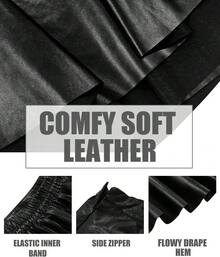 Plus Size Basic Versatile Stretchy Elastic Waist Flared Casual Mini Skater Skirt/Pleated Plaid Skirt For Women XL-5XL - 02-màu đen đặc - Xem 5