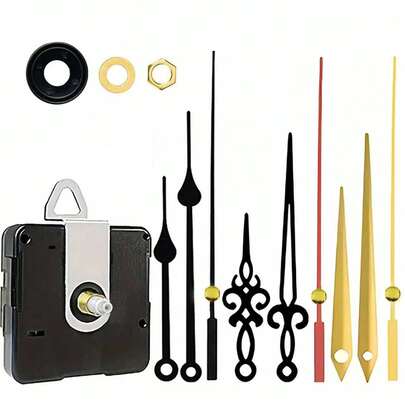 1 bộ máy thạch anh im lặng, 3 bộ kim đồng hồ, 3 chiều dài trục (16mm, 20mm, 23mm) dùng để tự sửa chữa và thay thế đồng hồ, thích hợp để trang trí tường và làm quà tặng.