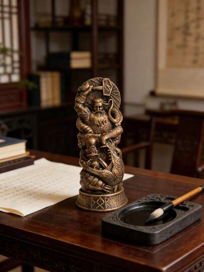 Resin Norse God Thor Statue, Viking Asatru Altar Decor For Heathenry