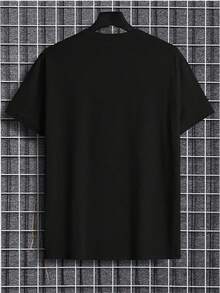 Camiseta estampada clásica y sencilla de alta calidad, estilo unisex, adecuada para hombres y mujeres, versátil y perfecta como regalo para amigos o familiares. - Negro - Ver 2