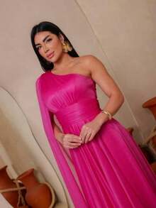 Elegant Long Dress For Wedding, Graduation, Or Bridesmaid - 玫紅色 - 查看 3