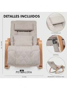 PEYMALERA Silla Mecedora De Masaje Multifuncional Vibración Reclinable - Tipo de Enchufe A USA (110-127V) - Ver 9
