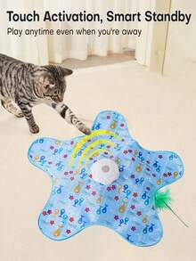 1 pieza Juguete interactivo recargable para gatos, varita con cebo oculto activada por tacto, juguete de ejercicio para gatos adultos aburridos en interiores, juguete interactivo de escondite para mascotas - Azul - Ver 6