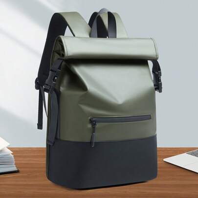 Neuer schwarzer, wasserdichter Rucksack mit Klappe für Herren, ideal für Geschäftsreisen, Büro und Freizeit, Outdoor-Aktivitäten, als Geschenk für Schüler, Schulrucksack mit großem Fassungsvermögen, Reisetasche, Bürotasche, wasserdichter Rucksack, Laptoptasche