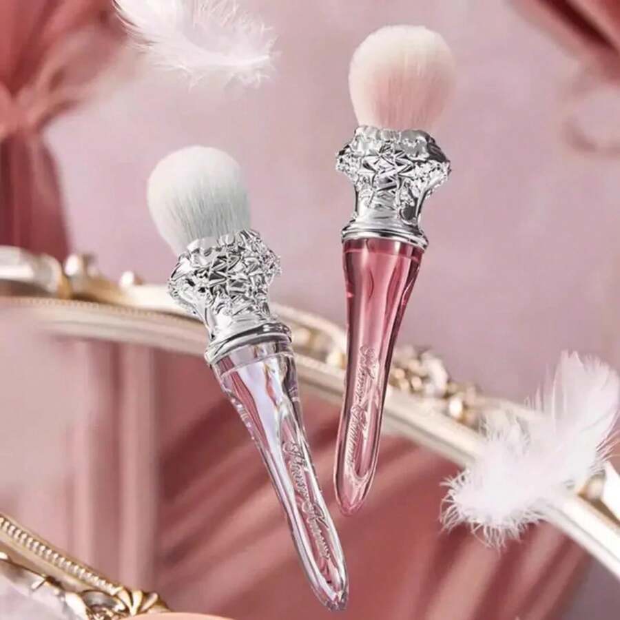 Swan Ballet Blush Wool Brush Mineral Powder Bronzer Contour Makeup Brushes - 白色藤紫色 - 查看 1
