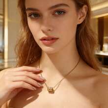 1件精致镶嵌锆石圆柱吊坠项链 | 不锈钢防锈可调节玫瑰金项链，女士日常珠宝礼品 - 多色(#3254) - 查看 8