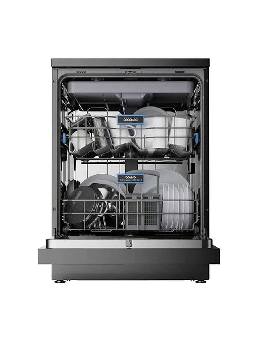 Cecotec Bolero Aguazero 6210 深色 60 厘米洗碗機 - 15 套餐具容量，低能耗，超大全彩顯示屏，第三個餐具托盤，8 種程序，雙區變壓洗滌，高度可調托盤，半載功能，可編程啟動，兒童鎖系統 - 查看 1