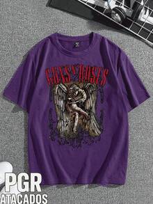 Slash Axel Rose T-Shirt, International Rock Band, Unisex, Men's/Women's, 100% Cotton, Premium Top Quality Streetwear, New Release, Immediate Shipping, Various Colors!! - 紫色 - 查看 2