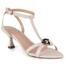 Women's Sandal With 7cm Cup Heel, Gold Detail, Elegant, Comfortable, For Parties, Casual, Modern, And Social Events. - 白色 - 查看 1