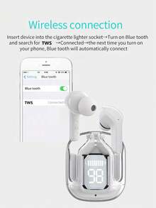 New Transparent Touchscreen Low Latency TWS Wireless Earbuds, TYP-C Charging, Bluetooth 5.3 Semi-In-Ear Wireless Sports Earphones With Super Long Battery Life - White - View 7