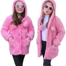 Girls' Jacket/Blouse With Pocket And Hood In Teddy Fabric - 粉色 - 查看 1