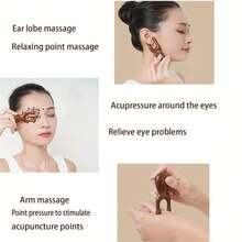 檀香木面部按摩工具，木质穴位按摩提拉下巴工具，头皮梳，面部护理按摩器，头部和眼部放松按摩疗法工具 - 查看 6