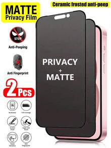 2 Packs - Matte Privacy Screen Protector, Compatible With IPhone 17 Pro Max [6.9-Inch], Privacy, Anti-Glare, Anti-Fingerprint, Compatible With Phone Cases, Soft Film, Non-Glass Material, Easy To Install, Bubble-Free, Perfect Fit, Compatible With IPhone 17 Pro Max/17 Pro/17 Air/16/15/14 Plus/13 Mini/12/11 Series - Black - View 23