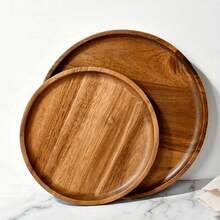 Wooden Plate, Tray, Multi-Function Wooden Tray, Restaurant Service Tray, Suitable For Home, Restaurant And Gathering, Breakfast Tray, Multi-Purpose Tray, Cake Tray, Bread Tray, Kitchen Tray, Tea Set Tray, Christmas Tray - Multicolor - View 1
