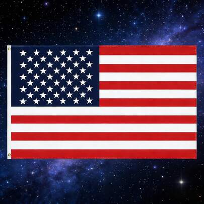2026 Hot Selling USA Flag 150x90cm Standard Size | High Quality Polyester Material Wind-Resistant Weather-Resistant Fade-Resistant Double-Sided Printing | 50 Stars Delicate Embroidery + 13 Classic Red & White Stripes Design | Brass Metal Grommets + Reinforced Double Stitched Edges Wind-Resistant | Suitable For Independence Day Use