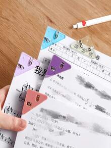 7件裝彩色三角文件夾，糖果色收據邊緣與角落設計，藝術清新優雅，便攜多功能防滑設計，適合辦公室、學習、文件與收納需求，返校季，隨機顏色與款式 - 彩色 - 查看 4