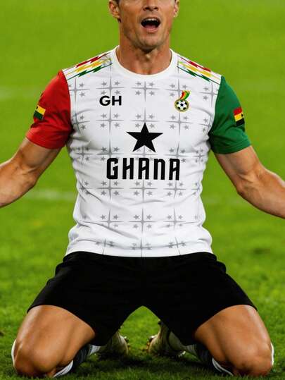 Ghana 2026 World Cup Men's And Boys' Soccer Jersey & African Crew Neck Design Comfortable Top & Suitable For Ghana Football Matches, Training, Everyday Casual Wear, And As A Casual Gift White Spring