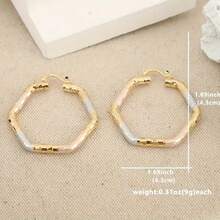 时尚扎染圆形金耳环，女士扭纹圆形金耳环，结婚周年纪念礼物首饰配饰 - 金色 - 查看 6