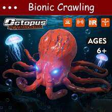 Remote Control Animals Crawling RC Octopus Toy With Blue LED Eyes & Realistic Movement Crawling, Cool Gag Gifts Or Birthday Gift For Boys Girls Ages 6+ - Red - View 4