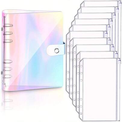 Quaderno pianificatore di budget A6 con busta con cerniera, per la gestione finanziaria, raccoglitore trasparente per budget con busta per contanti, portafoglio per risparmi, per la pianificazione del budget, organizer per portafoglio con riempimento di contanti con slot per fogli mobili