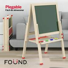 Pizarron Infantil Doble Cara Blanco/Verde Caballete Ajustabl Found Pizarrón Infantil de Madera Doble Cara 45x45 cm,Caballete Ajustable 72-115 cm, Magnético, con Accesorios, Pizarrón Educativo - Multicolor - Ver 9