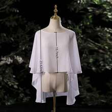 Khăn choàng lưới màu trơn kiểu dáng thường ngày, ngắn phía trước, dài phía sau. - trắng - Xem 5