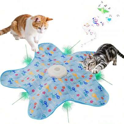 Interactive Cat Toys Rechargeable, 1Pc Moving Concealed Cat Teaser Wand Touch Activated Cat Kitten Toy Exercise Toys For Indoor Bored Adult Cats Hide-And-Seek Interactive Pet Toy