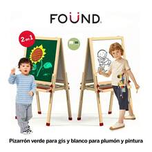 Pizarron Infantil Doble Cara Blanco/Verde Caballete Ajustabl Found Pizarrón Infantil de Madera Doble Cara 45x45 cm,Caballete Ajustable 72-115 cm, Magnético, con Accesorios, Pizarrón Educativo - Multicolor - Ver 3